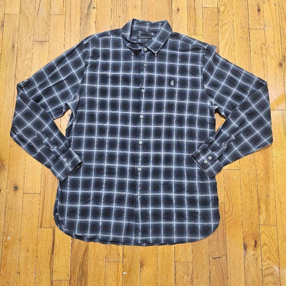 John Varvatos Mens Large Dark Gray Button Up Long Sleeve Shirt